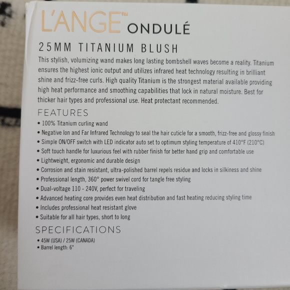 L'Ange Ondule 25mm Titanium Curling Wand - Picture 11 of 14